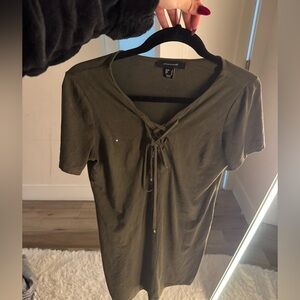 Ambiance Olive Short Sleeve Mini Dress